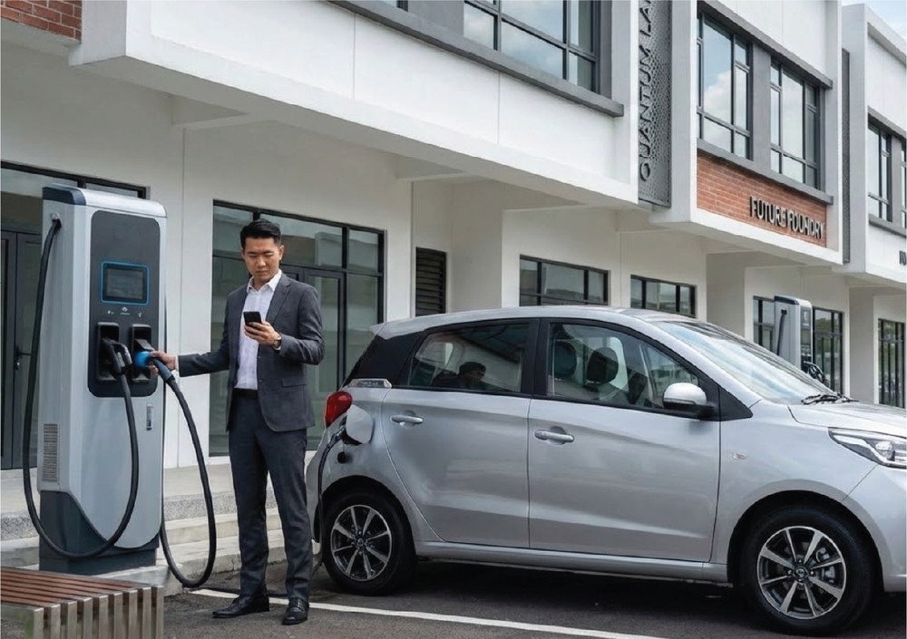 EV charging station at Ionera with a driver charging his car